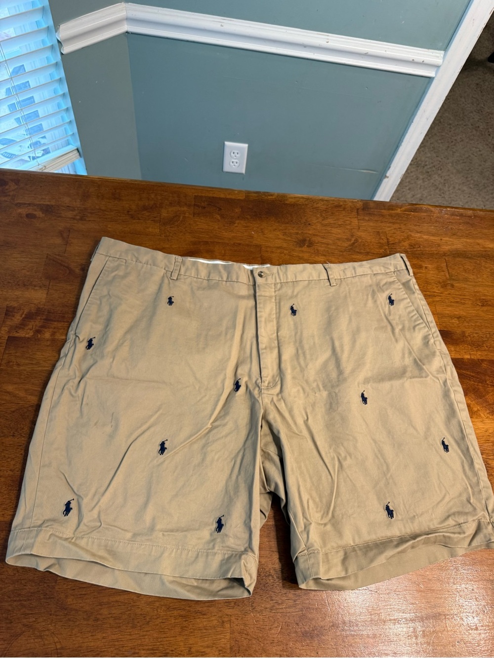 Polo Ralph Lauren Stretch Classic Fit All Over Pony Chino Shorts Khaki Men’s 50B